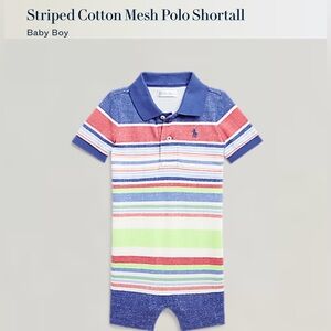 Ralph Lauren 3m striped cotton mesh polo shortall